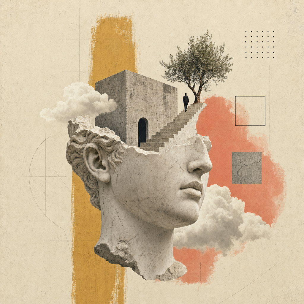 Editorial collage representing the MangaShift visual direction